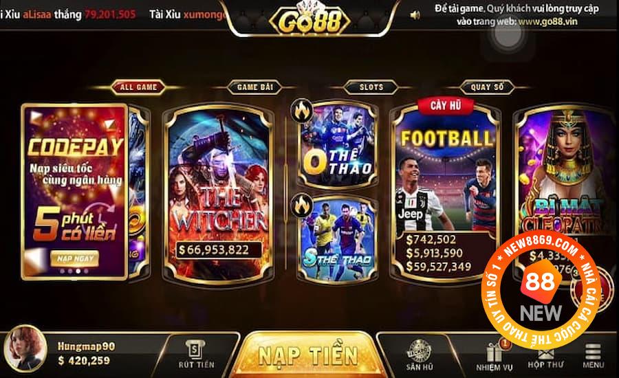 Sức hút đặc biệt của cổng game Nổ hũ Go88